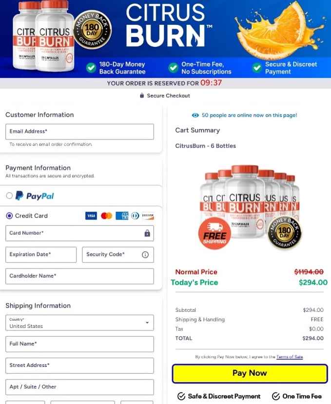 CitrusBurn Order Page